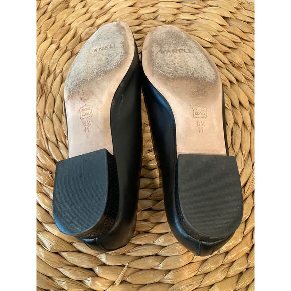 VANELi Black Leather & Snakeskin Cap-toe Flats Low Heel ~ Sz 8.5 ~ French Chic - Picture 6 of 8